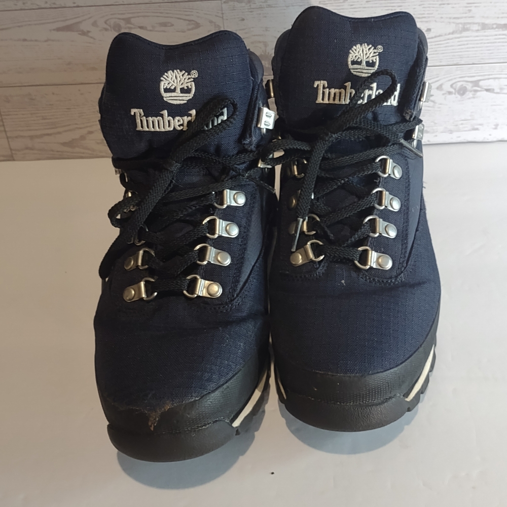 Timberland Euro Mens 8.5 Hiker Boots Navy Blue - Picture 2 of 7